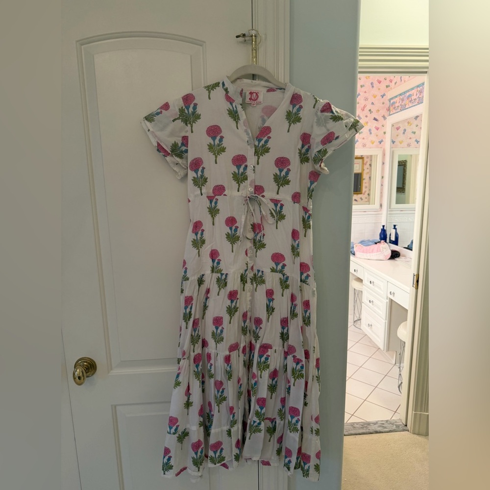 Victoria Dunn White and Pink Floral Kids Dress